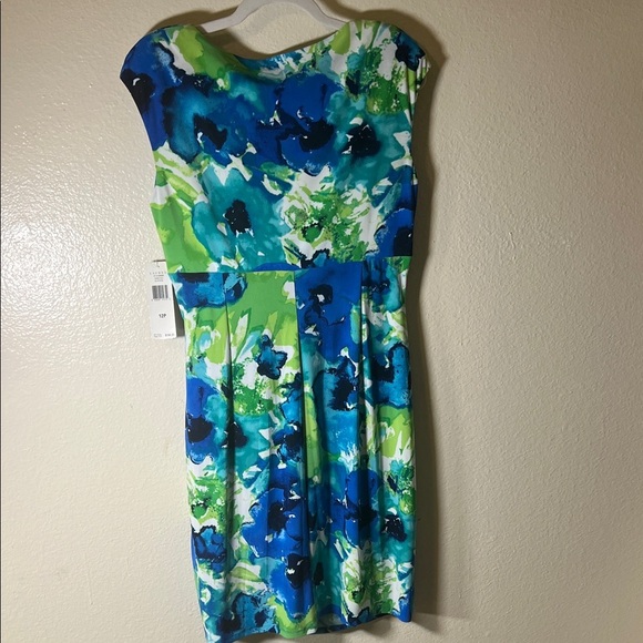 Lauren by Ralph Lauren Blue and Green Floral Midi Dress size 12P - Picture 2 of 8